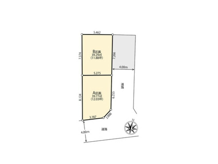 区画図 前面道路4M、閑静な住宅街に佇む新築分譲住宅です彡