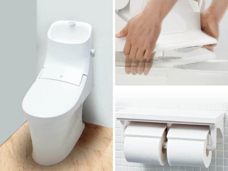トイレ 【ベーシアシャワートイレ - LIXIL】 フチレス形状やお掃除リフトアップ機能などお手入れのしやすさが特徴。壁設置型のリモコンと2連紙巻き器が備え付けとなっている超節水タイプのシャワートイレです。