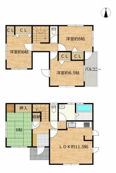 間取り図 【間取り図】建坪約28坪の4LDK住宅です。書斎やお子様のお部屋、寝室など様々な用途でお使いいただけますよ。