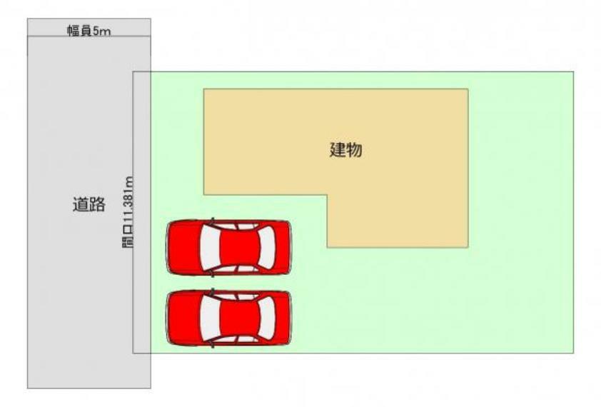 区画図 【区画図】敷地約55坪。普通車2台が駐車可能。南側にはコンパクトですがお庭がございます。