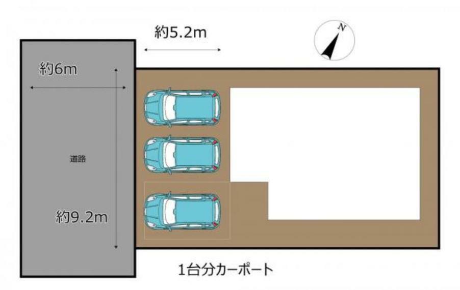 区画図 区画図です。並列3台駐車可能です。