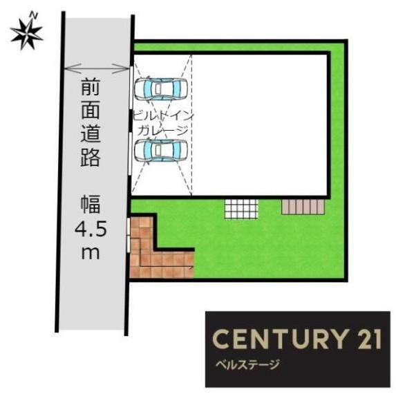 区画図 ビルトインガレージは駐車2台可能！