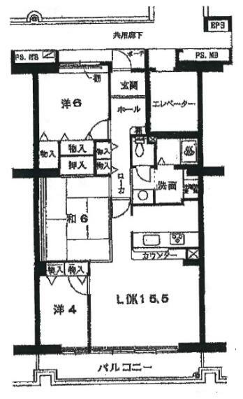 武庫川第2一番街12号棟(3LDK) 2階の間取り