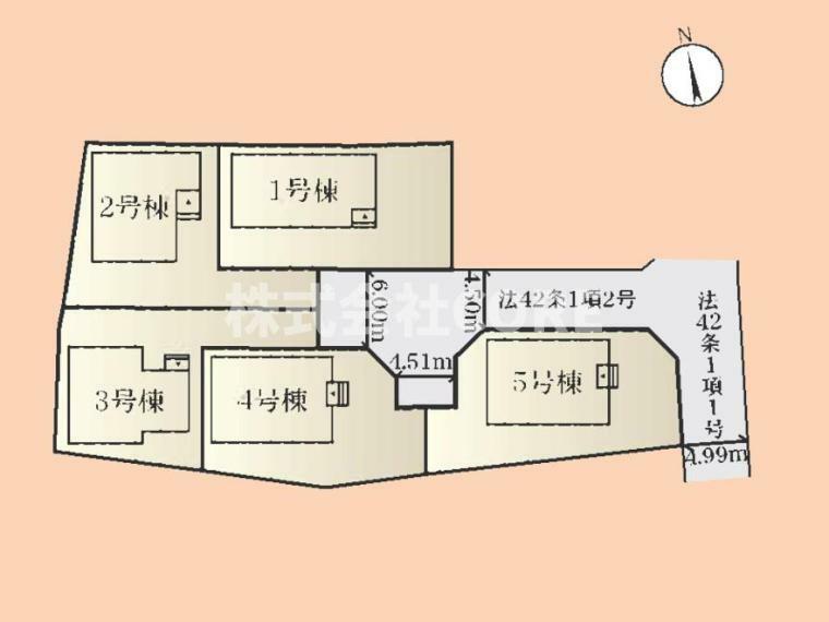 区画図 こちらは2号棟です。前面道路は広々としており綺麗に整備された分譲地でございます。