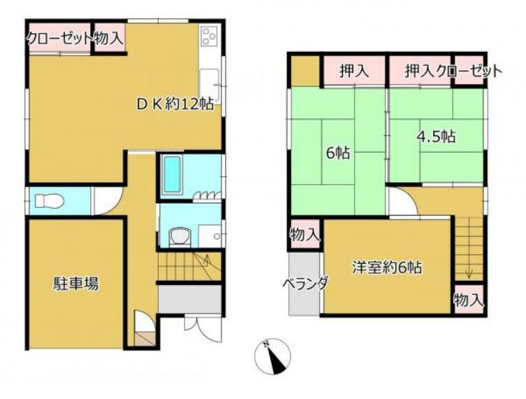 間取り図 【リフォーム中】3LDKの間取りの住宅です。1階洋室からビルトインの駐車場を作り2台駐車出来る様にリフォーム致します。