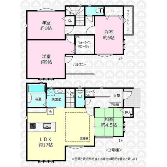 間取り図 4LDKの広々としたご住宅です！17.0帖のリビングに加えて1階には4.5帖の和室がございますので、ゆとりある落ち着いた雰囲気のご住宅となっております。
