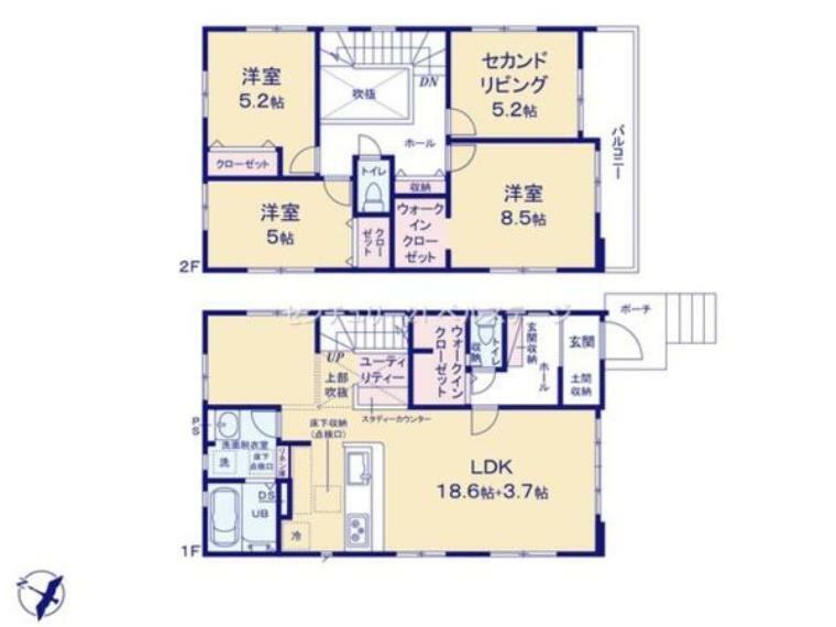 間取り図 広々リビングで家族の会話も弾む空間に！