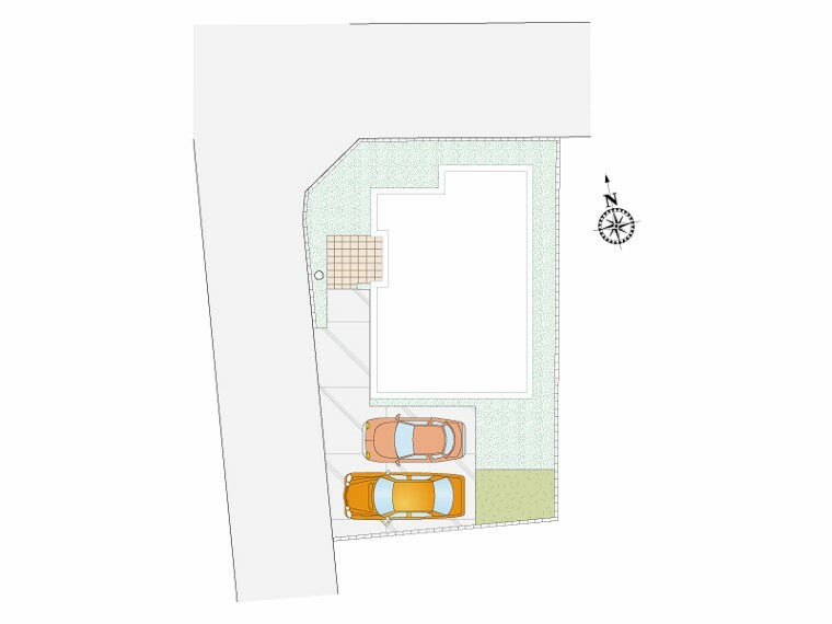 区画図 《E号棟　区画図》駐車は並列2台可能です。