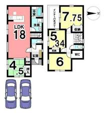 全室南向き！18帖のLDKはリビング階段を採用し、ご家族が顔を合わせやすい間取りです。耐震等級3を取得致します！