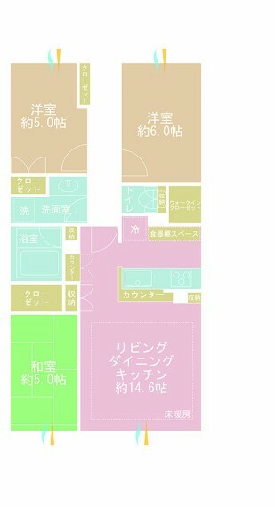 間取り図 3LDK、専有面積67.8m2、バルコニー面積12m2