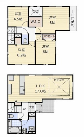 間取り図 家族が集まるリビングは居心地を大切に。