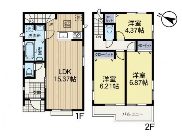 間取り図 【間取図:3LDK】広々リビングや各居室収納など設計士拘りの間取りになっております。