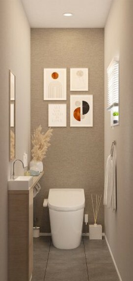 トイレ 【建物プラン例/LDK】いつも清潔に使える温水洗浄便座機能付き。トイレは1、2階に配置。朝の支度時や来客時等、タイミングが重なっても気兼ねなく使えます。