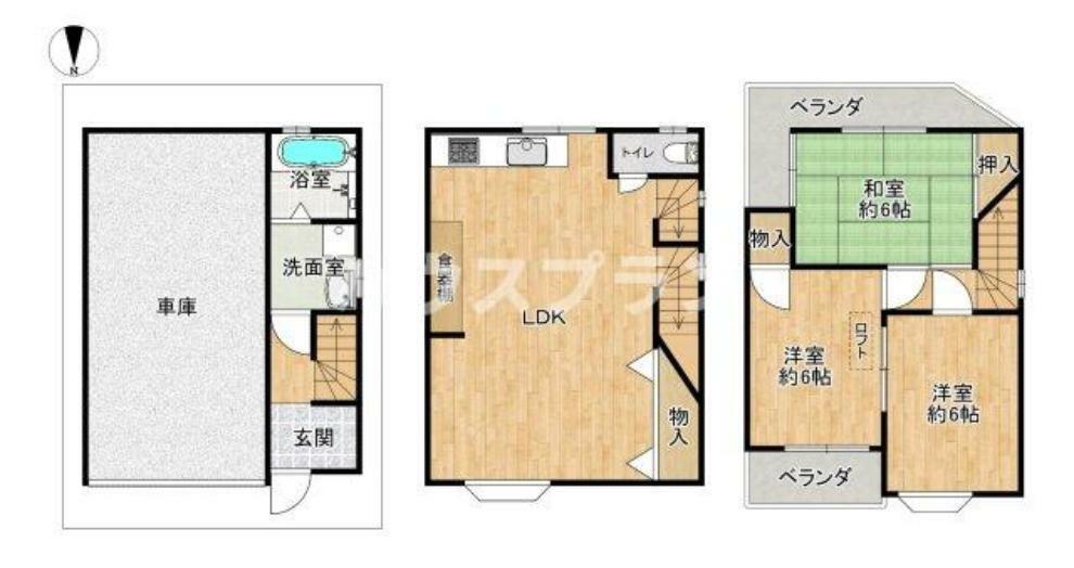 間取り図 収納箇所充実の3LDK＋ロフト