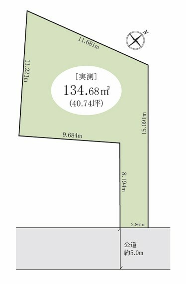 区画図 売地面積134.68平米（40.74坪）TX線利用可能！