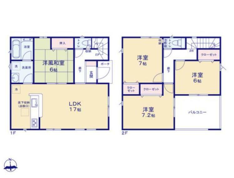 間取り図 全居室収納付きで便利です。