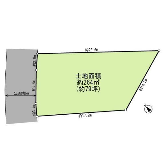 区画図 建築条件なし！お好きなハウスメーカーで建築可能です。264平米の敷地面積にはお庭のスペースもしっかり確保頂けます！是非現地へ足をお運びください。お問い合わせは東日本ハウジングまで