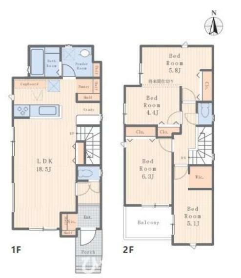 間取り図 全部屋2面採光の3LDKです