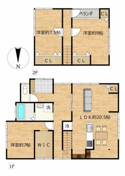 間取り図 【リフォーム済み】間取りは3SLDKです。LDK・洋室・WIC新設、水回り交換等のリフォームを行いました。