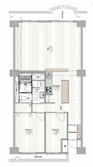 間取り図 二面バルコニーで明るい間取りです！広々としたリビングです！