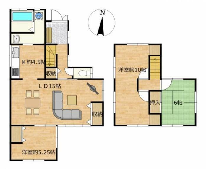 間取り図 【リフォーム中】今回のリフォームで3LDkに変わります。一階和室二間はリビングに変わり開放感ある間取りに変わりますよ。