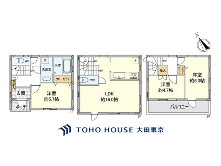 間取り図 3LDK、土地面積60.11m2、建物面積81.14m2