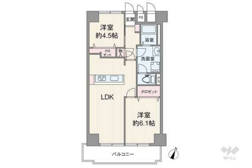 間取り図 【間取り図】対面式キッチンに間取り変更をされています。2024年2月全面リフォーム済み【内容:キッチン・洗面化粧台・ユニットバス・トイレ新調、全室クロス・フローリング張替え、ハウスクリーニング等】