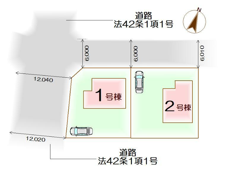 区画図 【1号棟】 駐車スペース3台分！