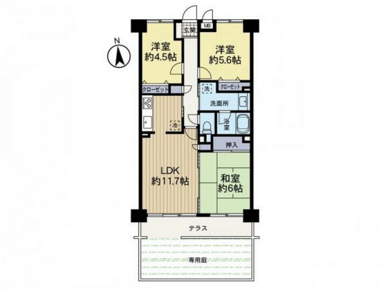 間取り図 【間取り図:3LDK】リビング収納や全居室収納など収納豊富な間取りになっております。