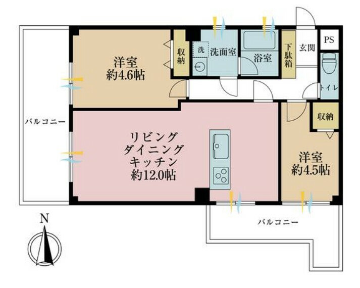 間取り図 3LDK、専有面積58.50平米、バルコニー面積13.06平米