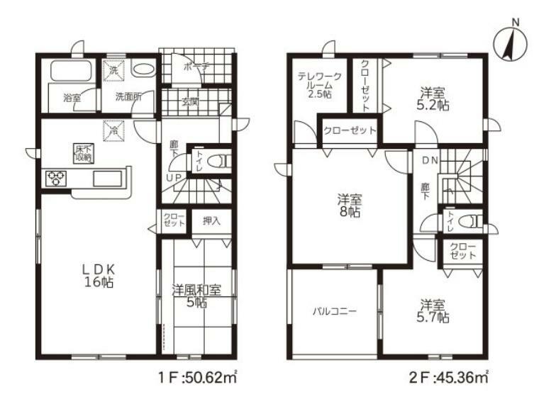 間取り図 全居室収納付きで便利です。