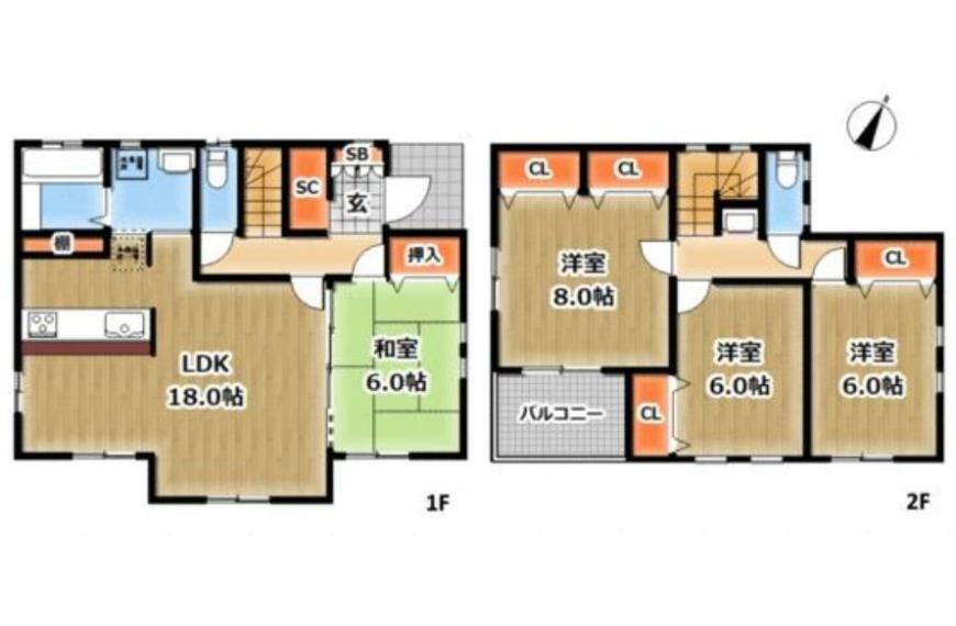 間取り図 全居室南向きで陽当たり良好！家具も配置しやすく、使い勝手の良い間取りです！