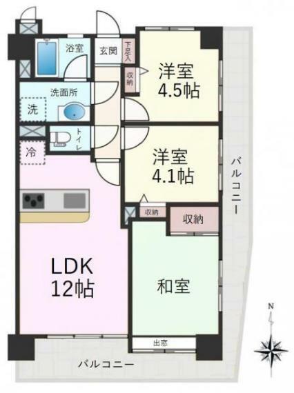 間取り図 専有面積:61.00平米、角部屋3LDK