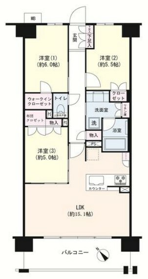 間取り図 72.00平米/3LDK