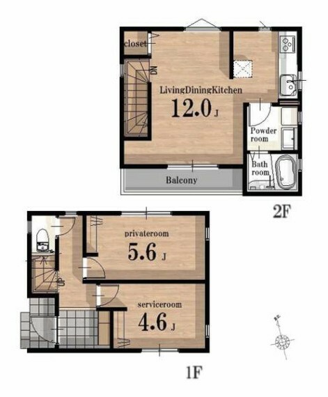 間取り図 ●日当たりの良い2階リビング ●全居室収納つき