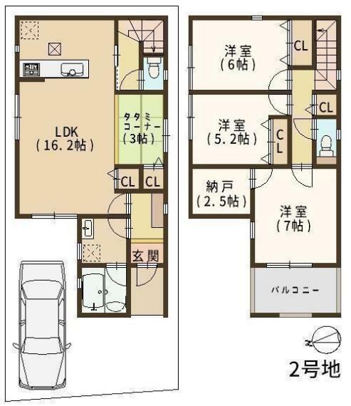 間取り図 間取 リビングにタタミコーナー有り