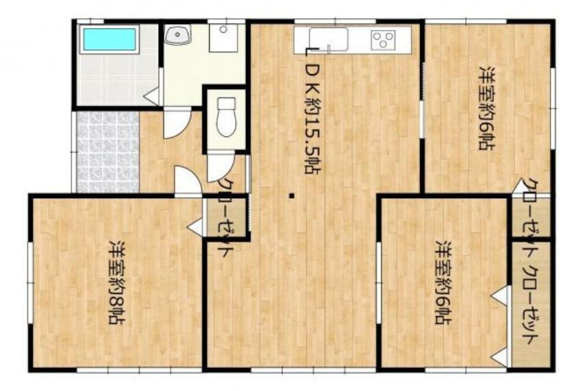 間取り図 【リフォーム済】3LDKの間取変更しました。全居室洋室に変更しました。このお家で家族との大切な思い出作っていきませんか。