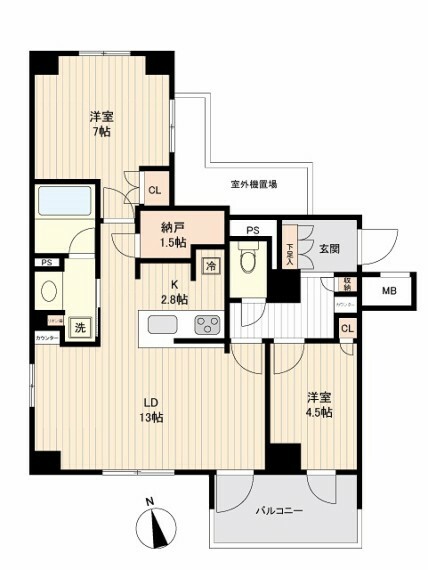 パレステージ文京江戸川橋(2LDK) 4階の間取り