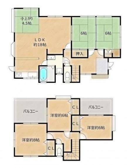 間取り図 【間取図】5LDKの間取りになります全居室南向きで日当たり良好です。