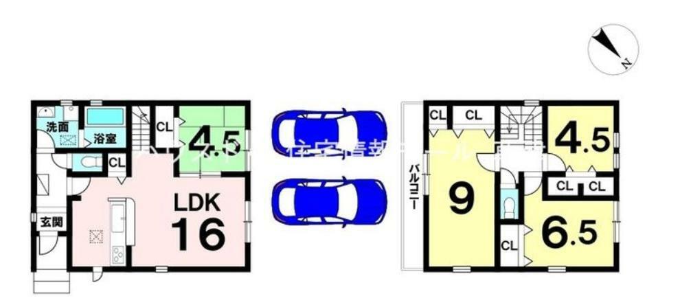 間取り図 【1号地/全2区画】【栗東駅まで徒歩17分】住宅性能評価書取得住宅 　並列駐車2台可　閑静な住宅地でのびのび子育て