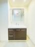 洗面化粧台 三面鏡にハンドシャワー付き、 使いやすい洗面台。