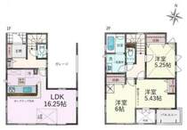 建物面積:96.05平米（車庫部分12.83平米含む）、全室収納あり2（3）LDK