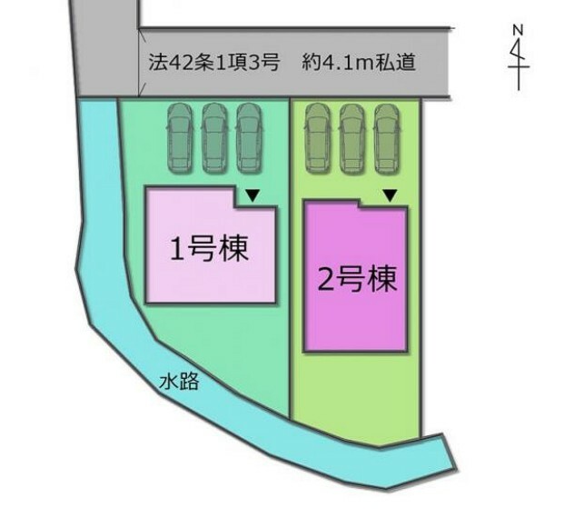 区画図 セカンドカーにも便利な駐車3台可