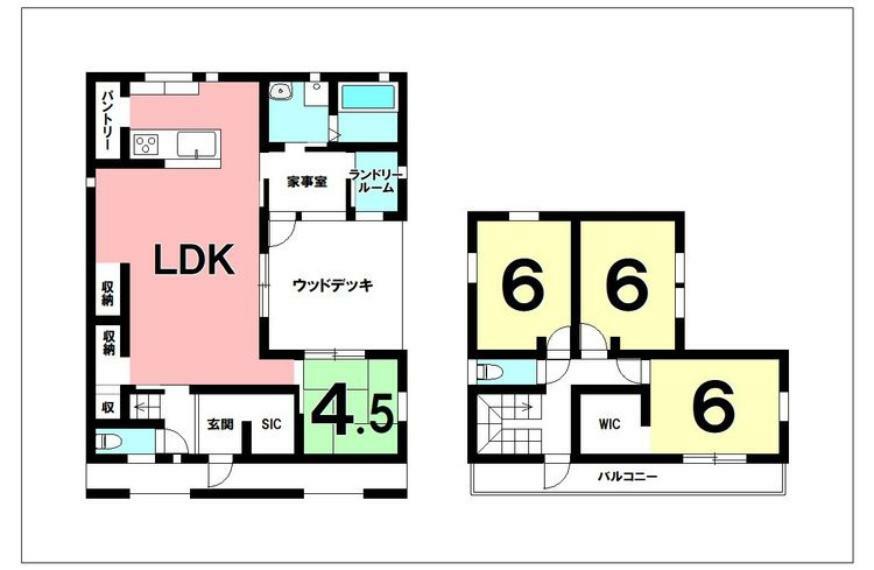 間取り図 4LDK、SIC、WIC、パントリー、オール電化【建物面積110.34m2（33.37坪）】