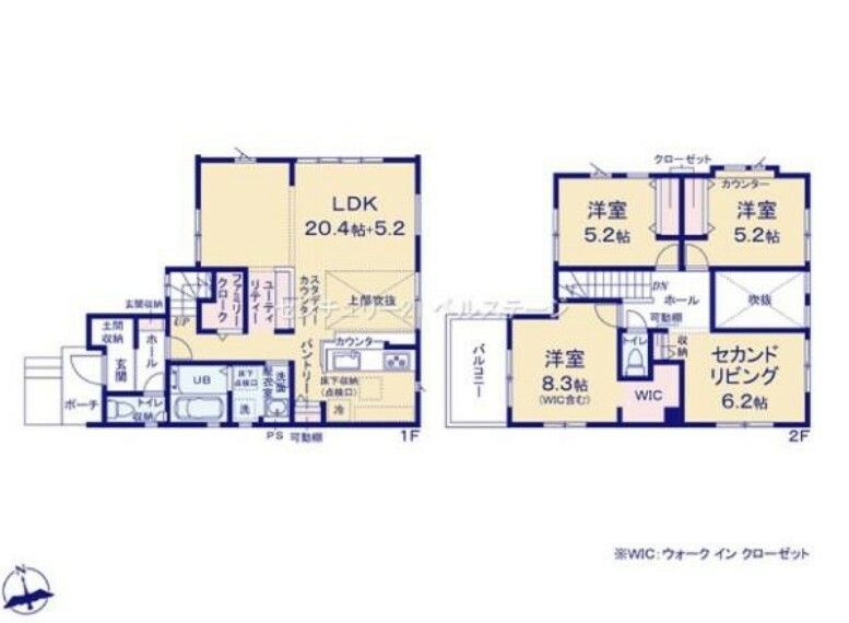 間取り図 収納豊富で片付けが苦手な方も安心の間取！