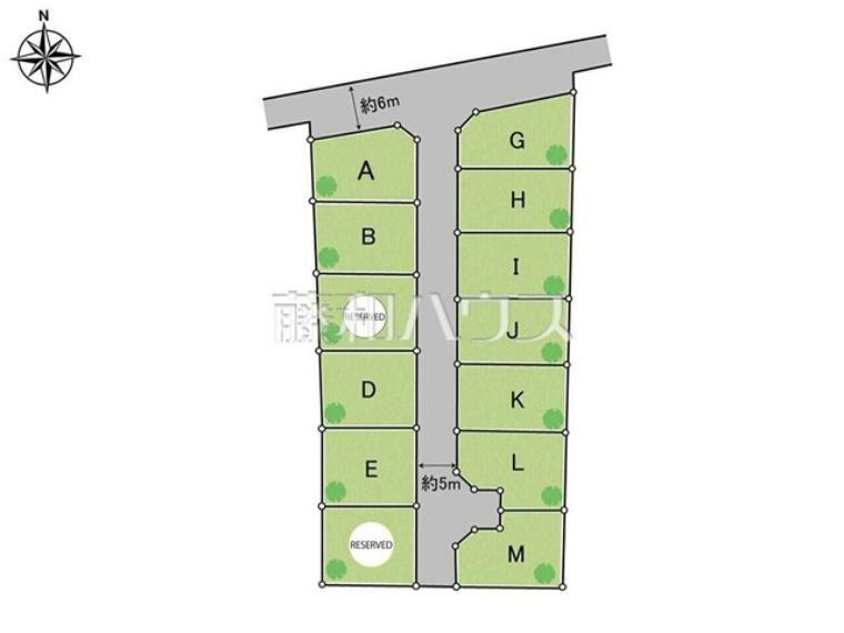 区画図 【M号地】全体区画図　【立川市上砂町4丁目】