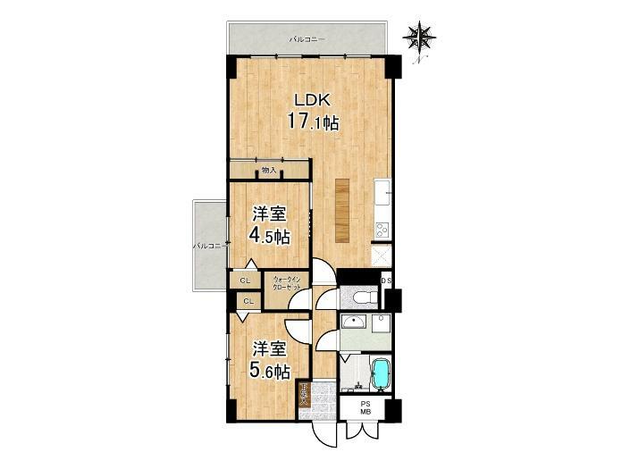 間取り図 【室内リフォーム完成】 ・南東角住戸×二面バルコニーにつき陽当たり、通風良好！ ・便利な食洗機、浄水器、浴室暖房乾燥機付き ・収納力に優れたウォークインクロゼット付き ・全居室に嬉しい照明器具完備 ・徒歩圏内に生活施設が充実の好立地！