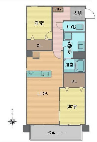■最上階5階部分の南向き角住戸で陽当り良好<BR/><BR/>■専有面積:59.44平米の2LDK