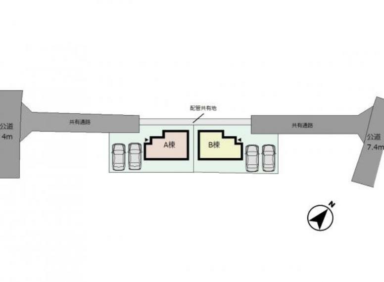 区画図 （区画図）駐車スペース並列2台分あり〇