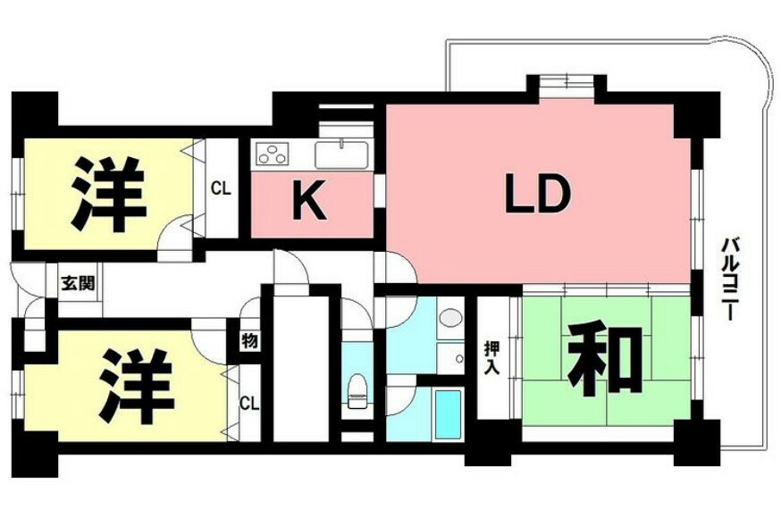 間取り図 3LDK、東南角部屋、室内リフォーム歴有り【専有面積88.90m2】